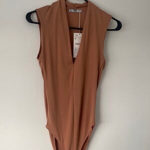 Sleeveless nude pink zara bodysuit never worn NWT